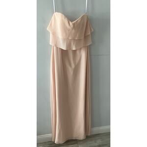 Jenny Yoo Dress Women's 6 Olivia Bridesmaid Strapless Chiffon Floor Length Blush
